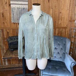 Light Green Cloth and Stone Button Down